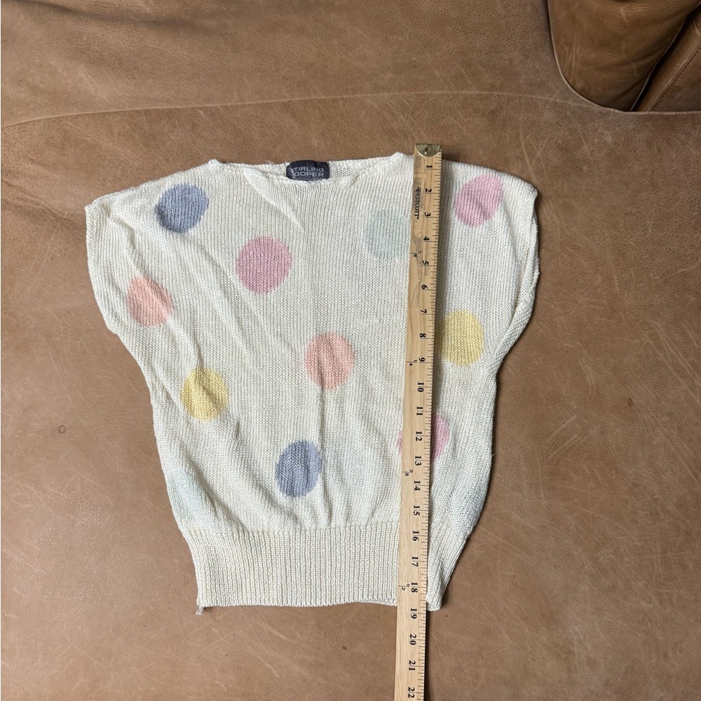 Vintage 80s Stirling Cooper Polka Dot Short Sleeve Sweater Women’s Size 6/7 - Picture 2 of 7